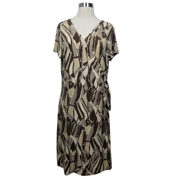 attention Dresses & Skirts - NWT Attention Faux Wrap Dress Size Large – Abstract Print Short Sleeve Stretch